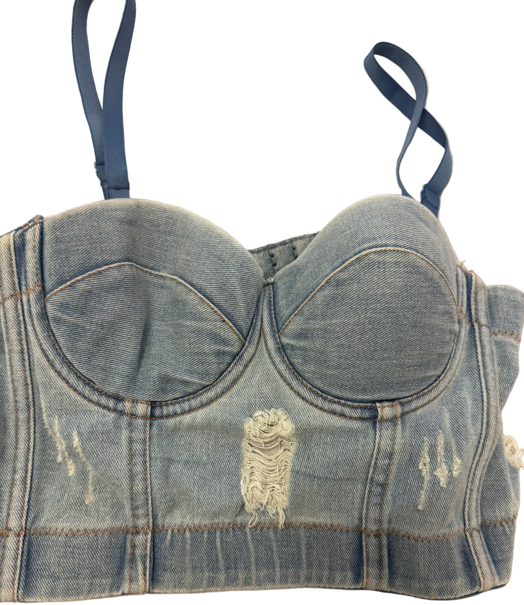 Denim Corset Crop Top