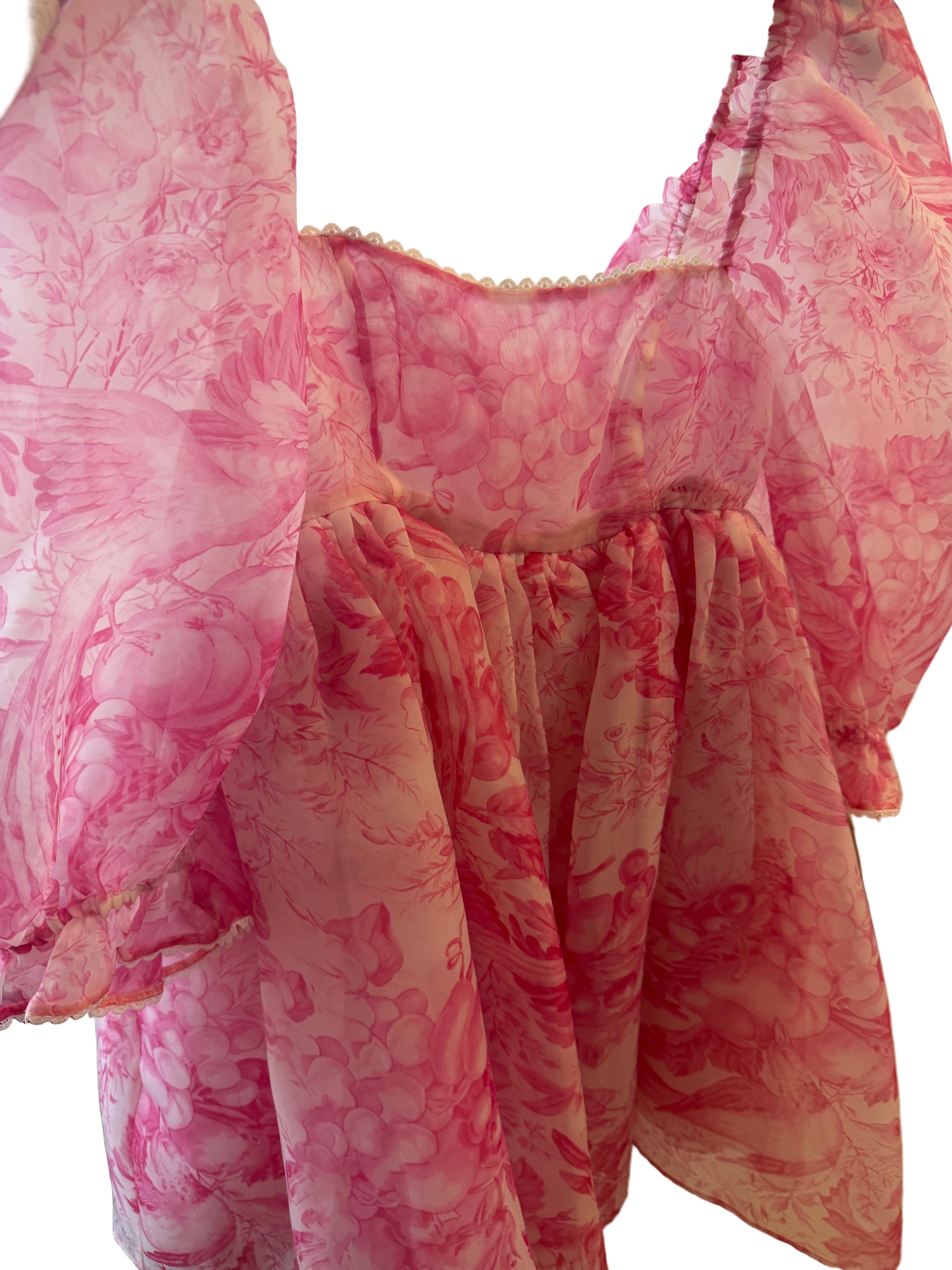 Selkie Pink Floral Puff Dress