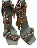 Jeffrey Campbell Green Satin and Chain Heels